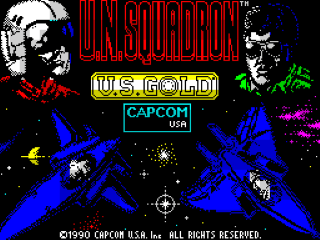 UN Squadron title screen for ZX Spectrum